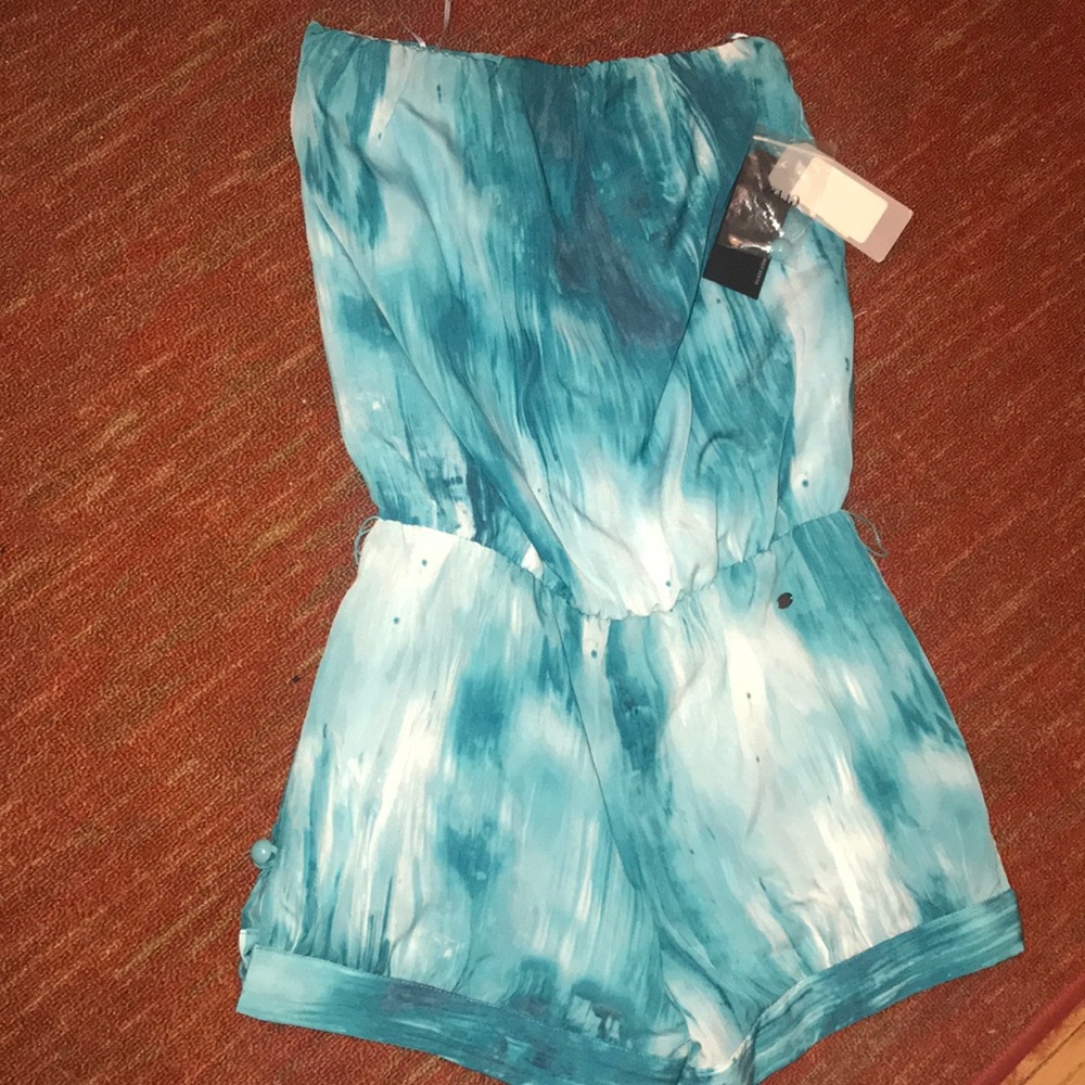 Guess shorts romper turquoise Sz S NWT